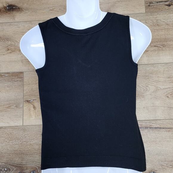 Christopher & Banks Black V-neck Tank top with front gathering Women's Size Smal - Picture 2 of 8